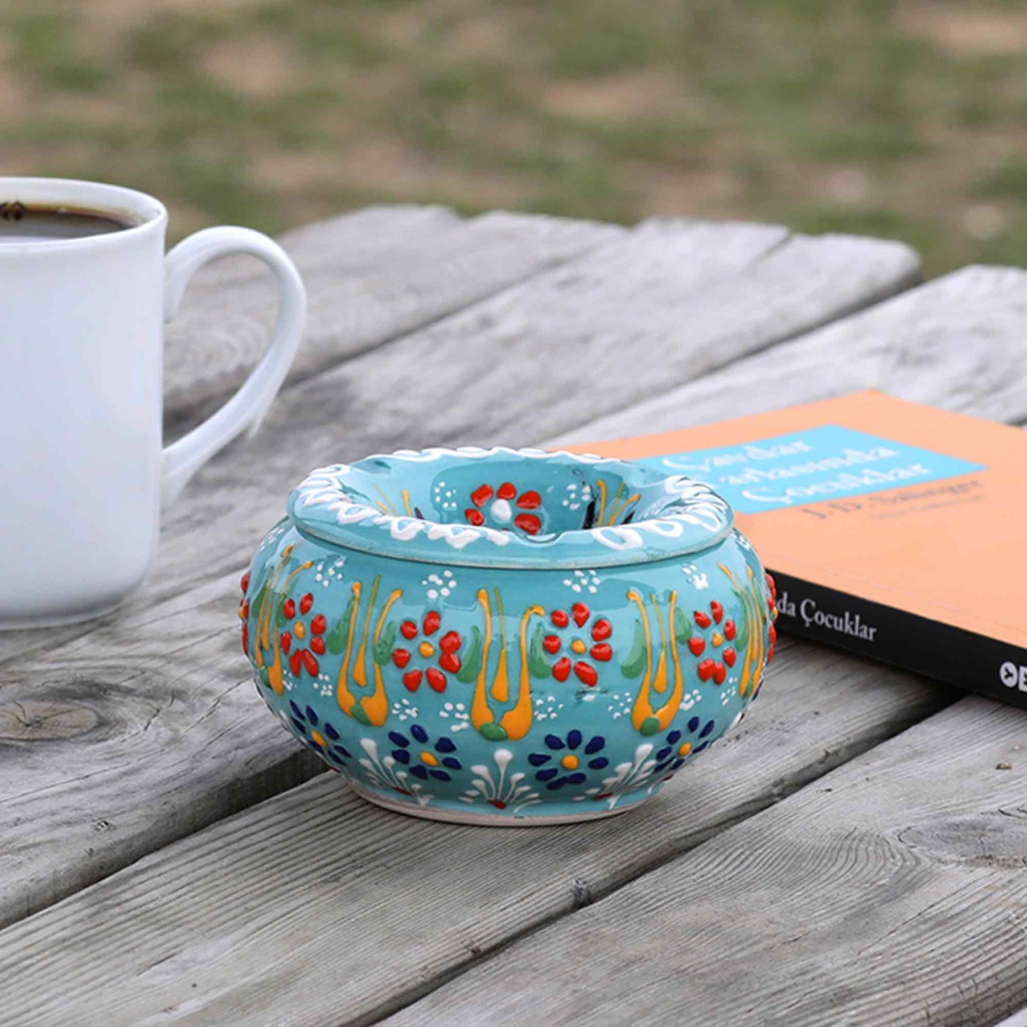 Handmade Ceramic Ashtray with Lid, Decorative Ashtray