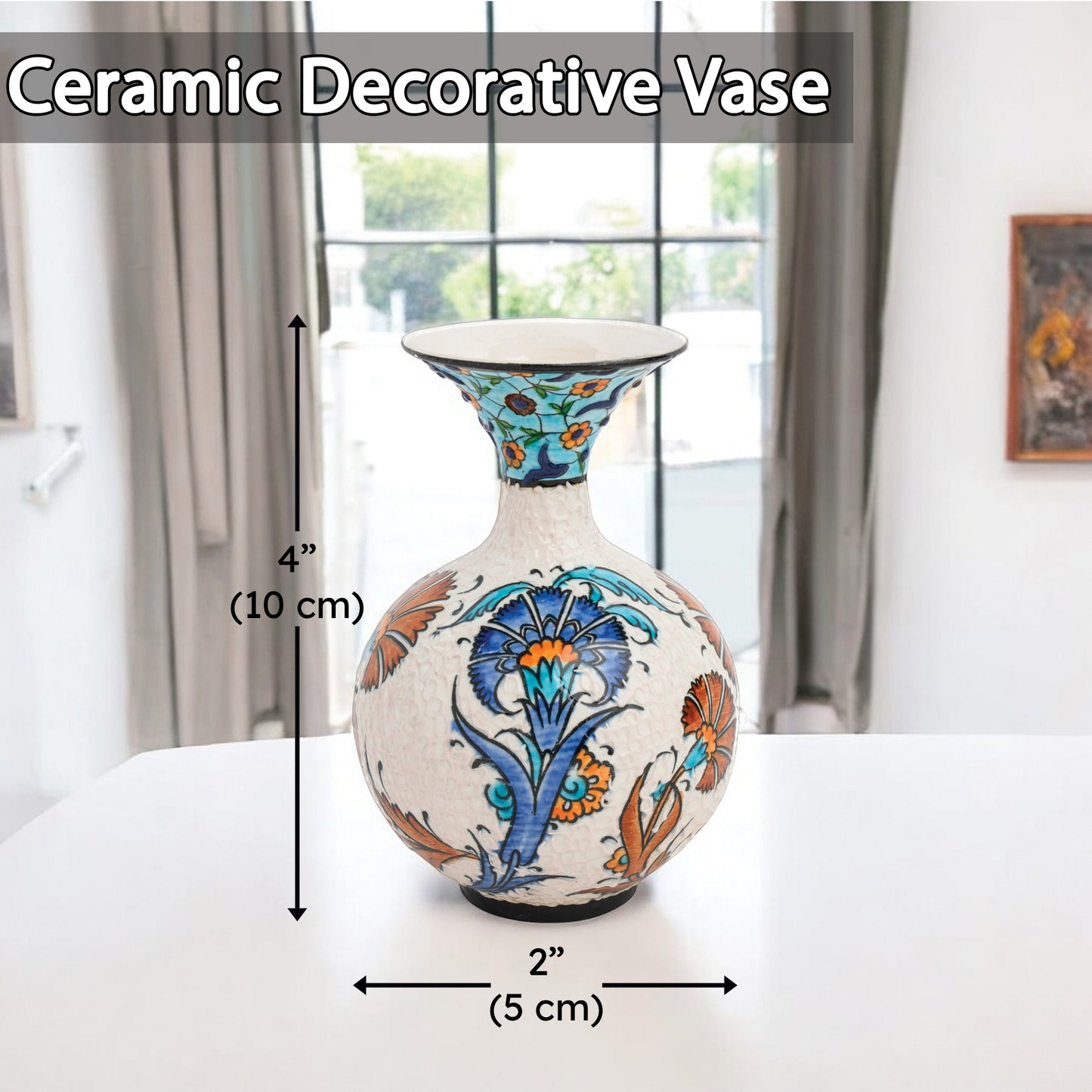 Handmade Ceramic Decorative Vase, Ottoman Bloom Ceramic Vase