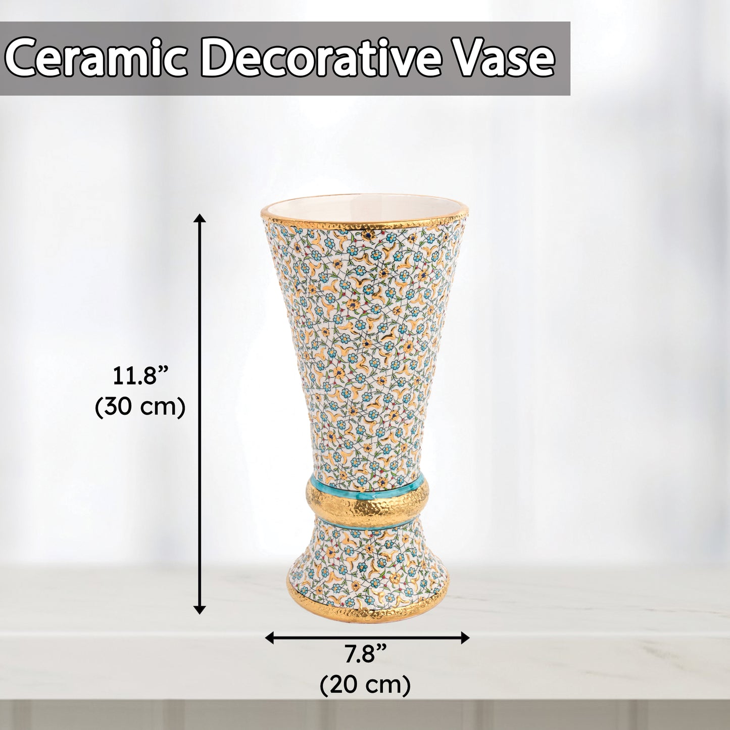 Handmade Ceramic Decorative Vase, Golden Blossom Ceramic Vase, Golden Vase