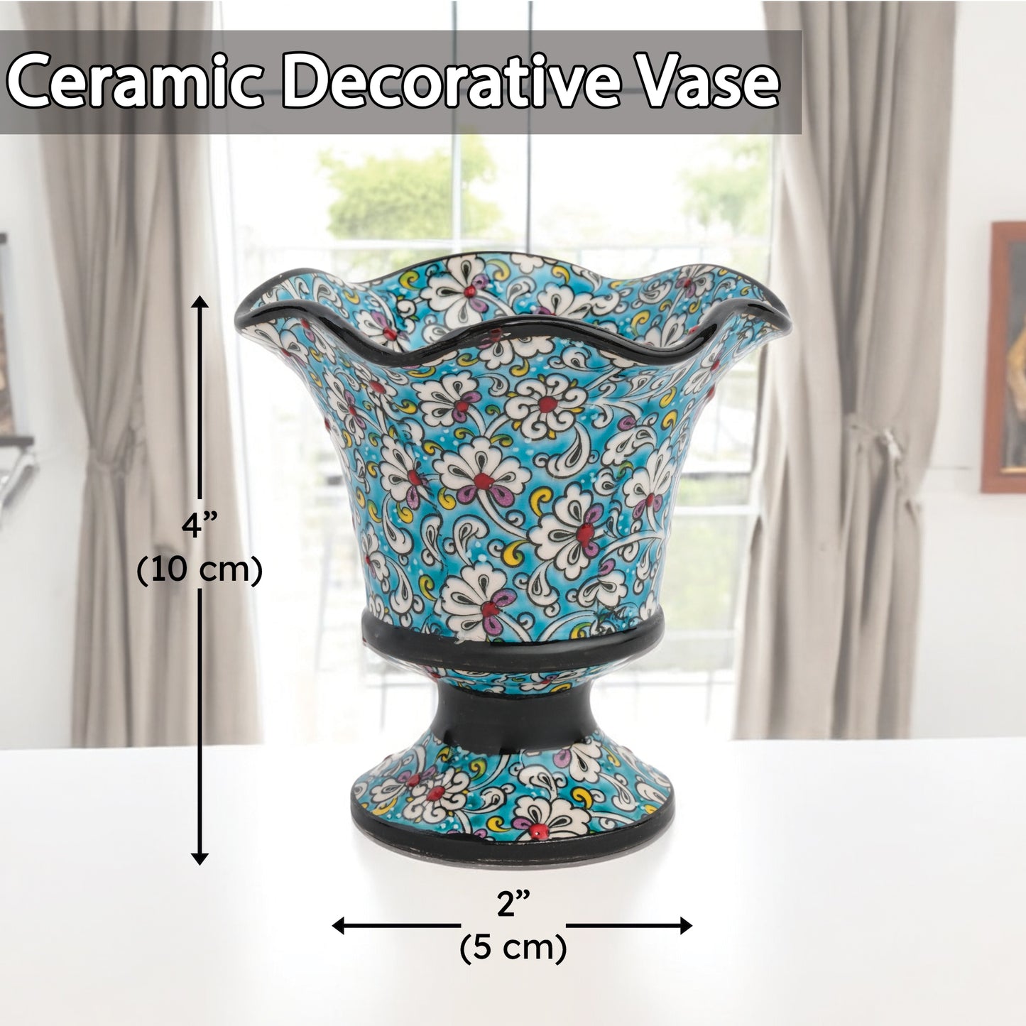Handmade Ceramic Decorative Vase, Floral Cascade Ceramic Vase
