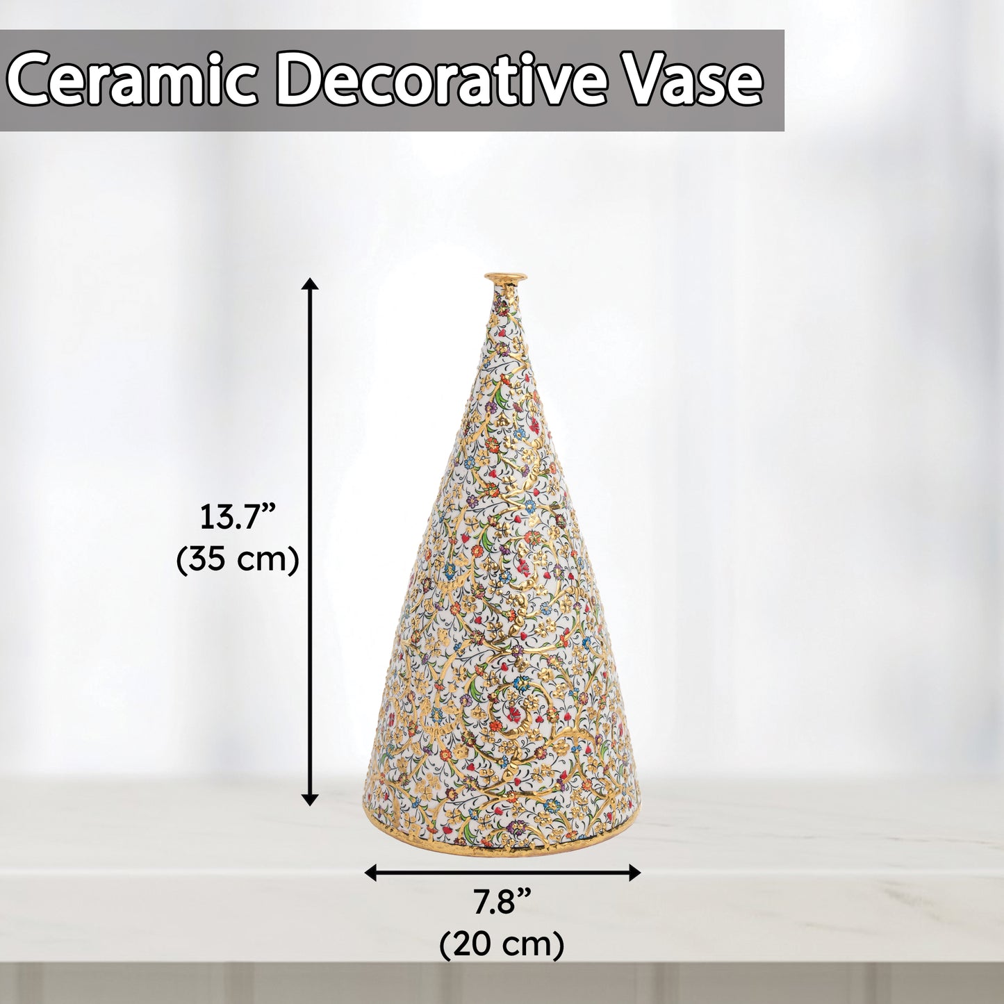 Handmade Ceramic Decorative Vase, Golden Blossom Ceramic Vase, Golden Vase