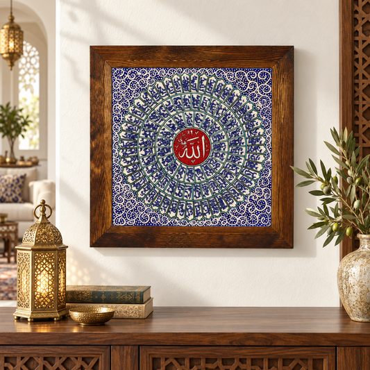 Asma ul Husna Framed Ceramic Tile Red Center