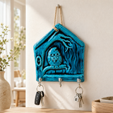 Handmade Ceramic House Key Holder for Wall, Turquoise Entryway Key Rack Housewarming Gift