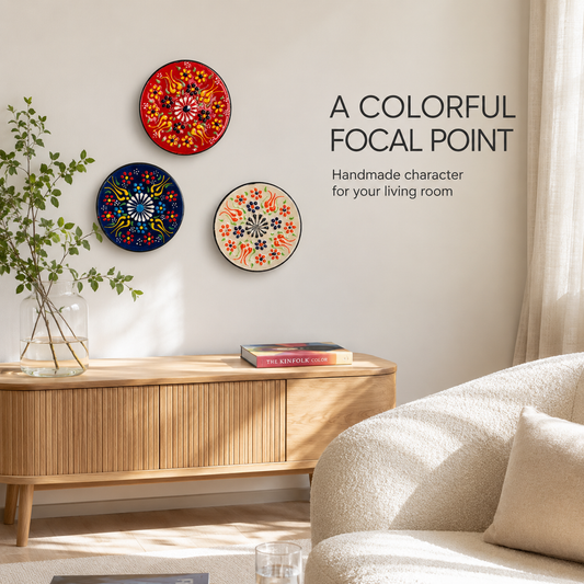 Decorative Ceramic Plate with Stand, 3" Handmade Ceramic Platter (8 cm) Decorative Dish, Home Decor
