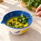 Lemon Herb Stripper Bowl & Garlic Grater Ceramic Ginder Bowl Ginger & Parmesan Kitchen Essential