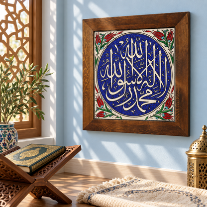 Kalima Tawhid Ceramic Wall Art Red Tulip Border
