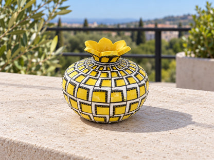 11-Piece Yellow Floral Ceramic Home Decor Set – Decorative Vases, Jars & Ornaments