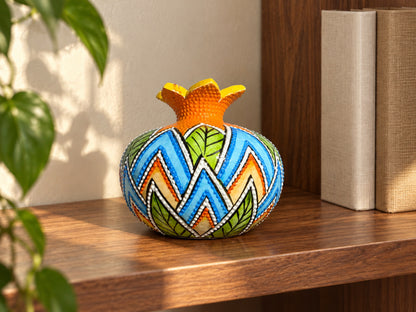 Ceramic Pomegranate Vase, 4 Inch Textured Decorative Ornament