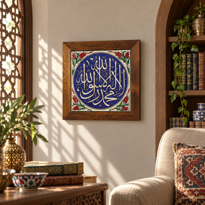Kalima Tawhid Ceramic Wall Art Red Tulip Border