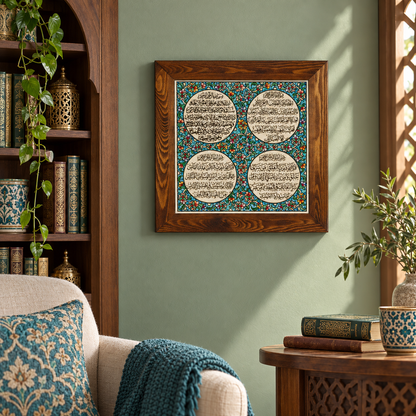 Ayat al-Kursi & Surahs Ceramic Tile Turquoise Floral