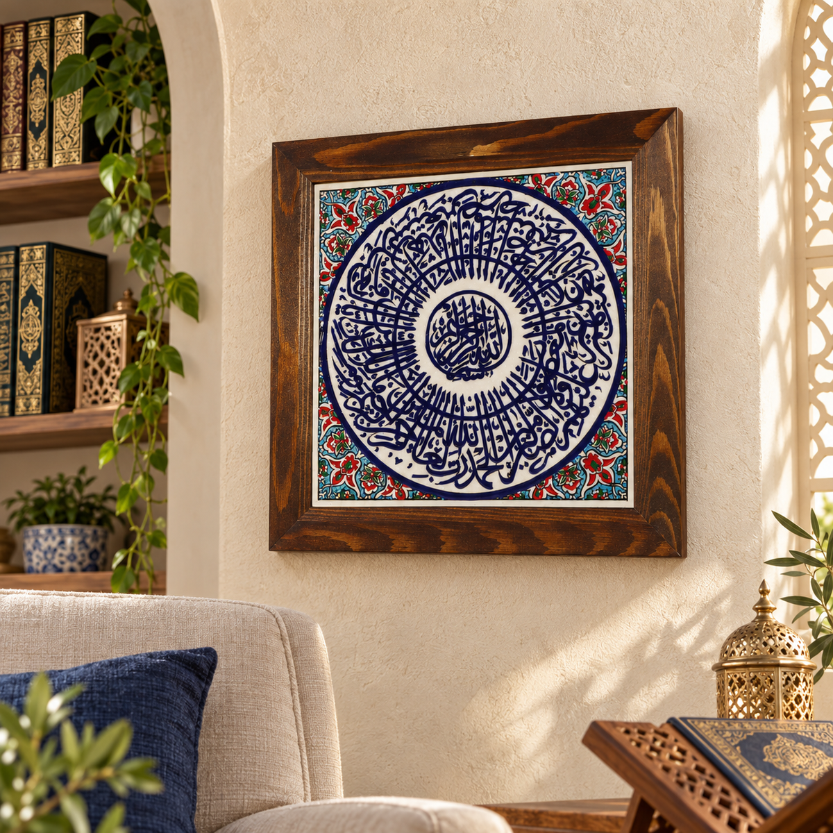 Surah Al-Fatiha Ceramic Wall Art Red Floral Border