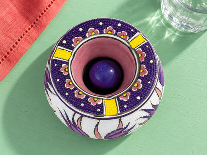 Handmade Ceramic Ashtray with Lid, 5 Inch Hand Painted Floral Outdoor Ashtray
