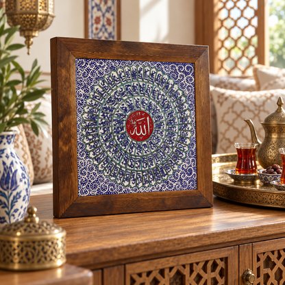 Asma ul Husna Framed Ceramic Tile Red Center
