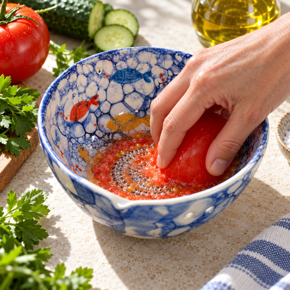 Herb Stripper Bowl & Garlic Grater Ceramic Ginder Bowl for Herbs, Ginger & Parmesan Kitchen Essential
