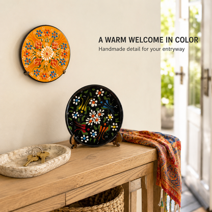 Decorative Ceramic Plate with Stand, 3" Handmade Ceramic Platter (8 cm) Decorative Dish, Home Decor