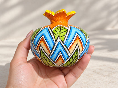 Ceramic Pomegranate Vase, 4 Inch Textured Decorative Ornament