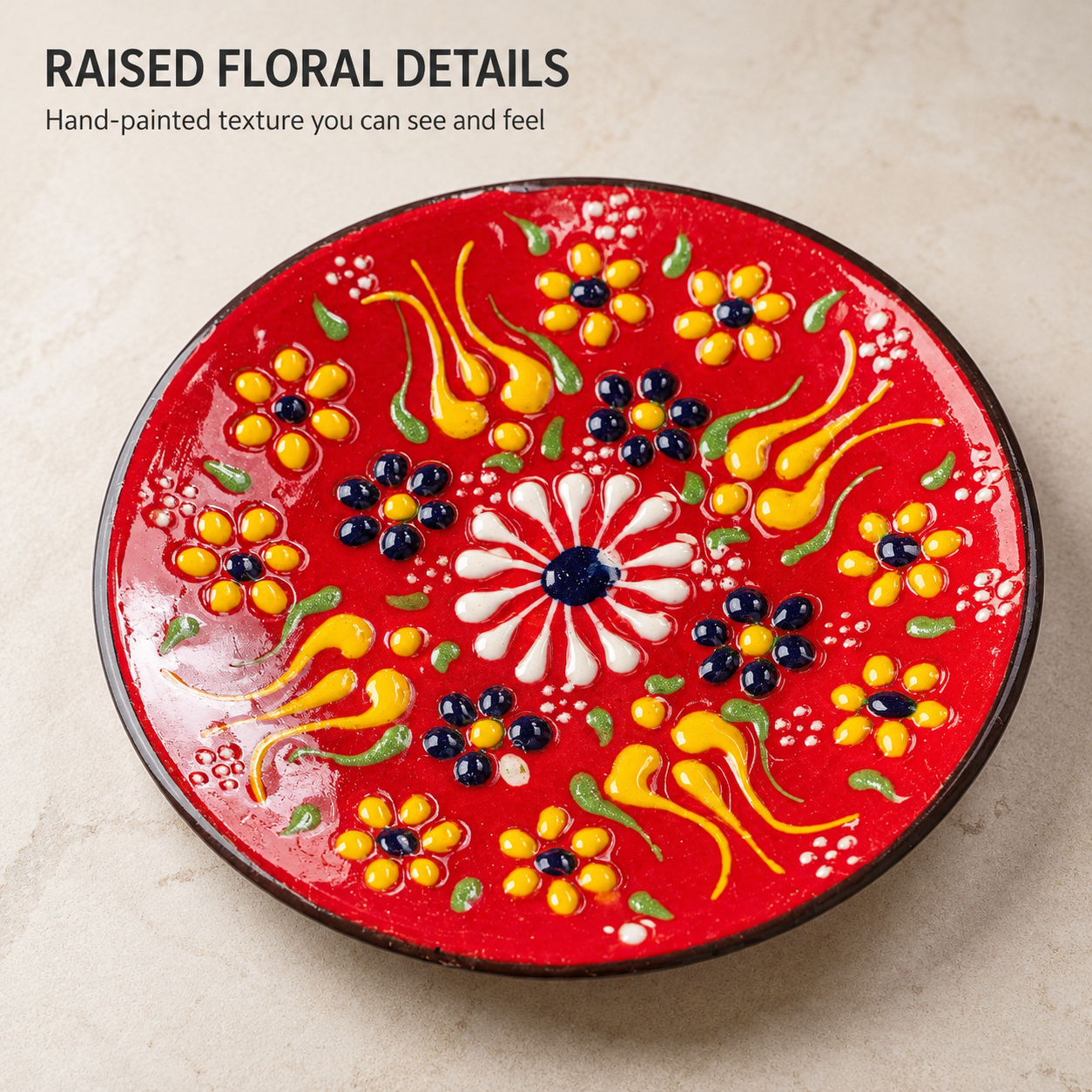 Decorative Ceramic Plate with Stand, 3" Handmade Ceramic Platter (8 cm) Decorative Dish, Home Decor