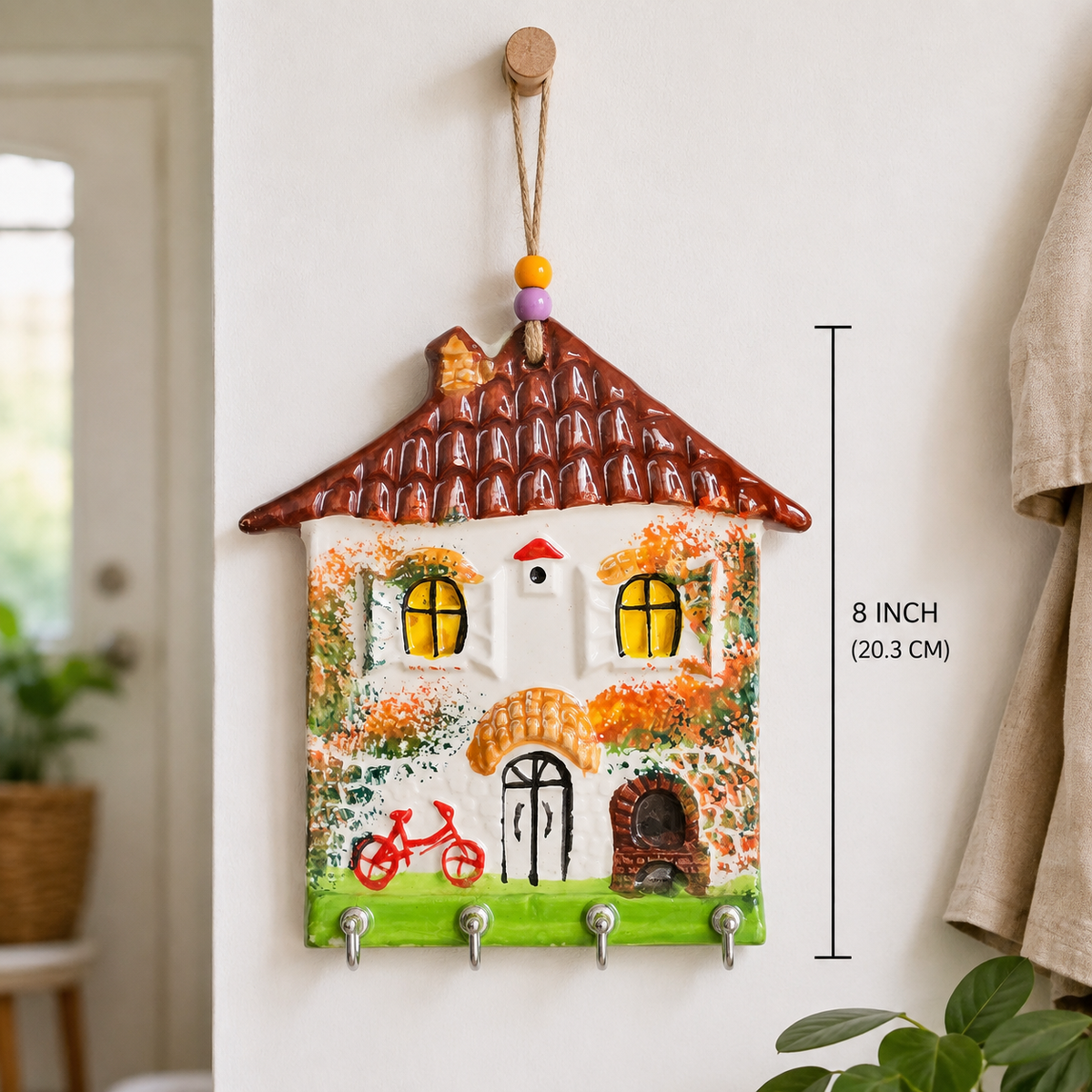 Rustic brown roof Mediterranean ceramic key rack in a summer home