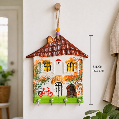 Rustic brown roof Mediterranean ceramic key rack in a summer home