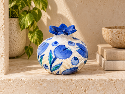 Ceramic Pomegranate Vase, 4 Inch Textured Decorative Ornament
