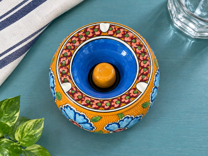 Handmade Ceramic Ashtray with Lid, 5 Inch Hand Painted Floral Outdoor Ashtray