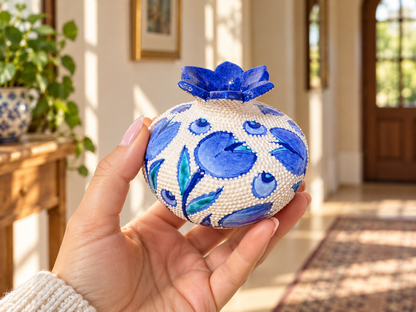 Ceramic Pomegranate Vase, 4 Inch Textured Decorative Ornament