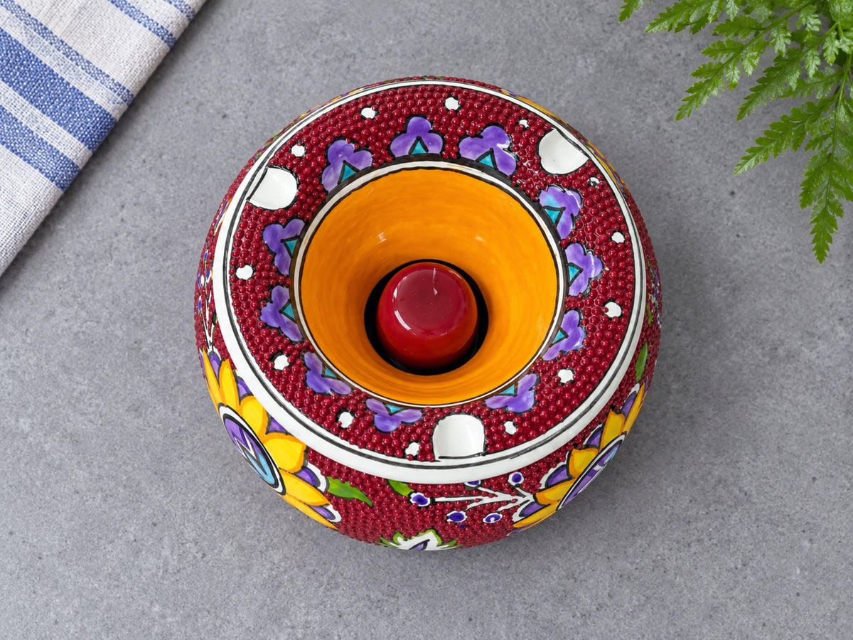 Handmade Ceramic Ashtray with Lid, 5 Inch Hand Painted Floral Outdoor Ashtray