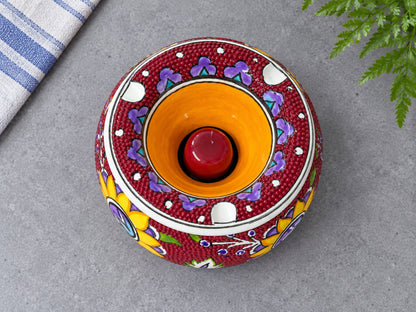 Handmade Ceramic Ashtray with Lid, 5 Inch Hand Painted Floral Outdoor Ashtray