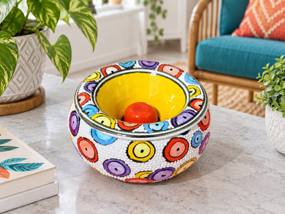 Handmade Ceramic Ashtray with Lid, 5 Inch Hand Painted Floral Outdoor Ashtray