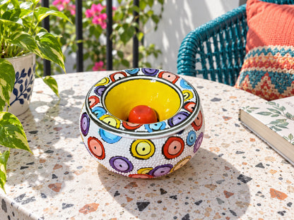 Handmade Ceramic Ashtray with Lid, 5 Inch Hand Painted Floral Outdoor Ashtray
