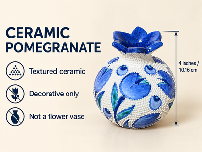 Ceramic Pomegranate Vase, 4 Inch Textured Decorative Ornament