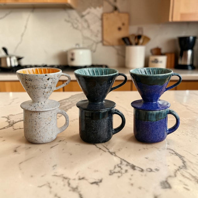 Handmade Ceramic V60 Coffee Dripper Set, Coffee Maker with Mug