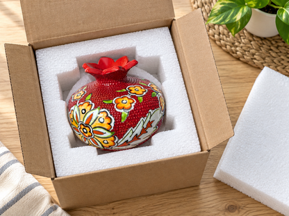 Ceramic Pomegranate Vase, 4 Inch Textured Decorative Ornament