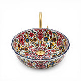 Ottoman Garden Ceramic Vessel Sink, Handpainted Bathroom Basin
