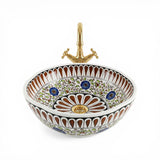 Royal Garden Ceramic Vessel Sink, Handpainted Bathroom Basin