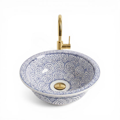Whirling Dervish Spiral Ceramic Vessel Sink, Handpainted Bathroom Basin