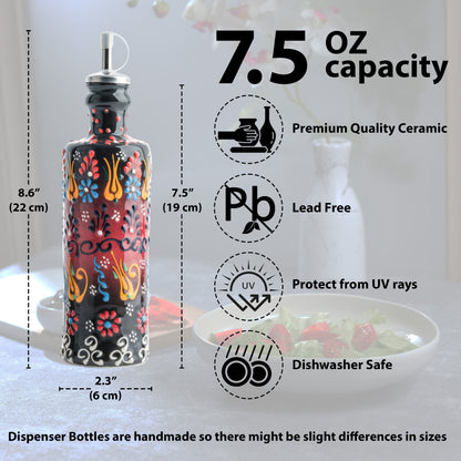 Ceramic Oil Dispenser, 7.5 Oz Olive Oil Dispener, Black Oil Bottle