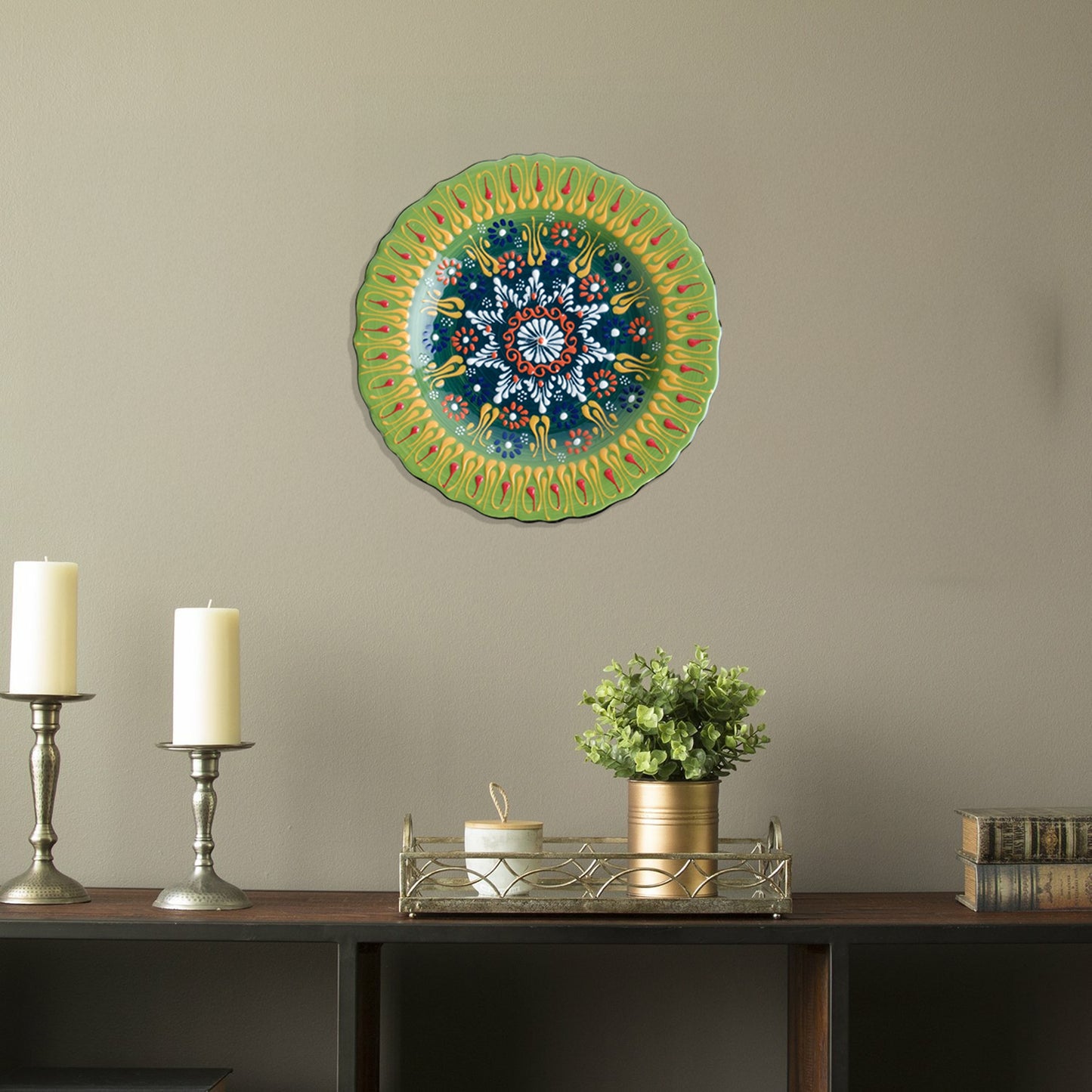 Handmade Ceramic Decorative Plate, Decorative Lime Green Dish, Home Decor Plate