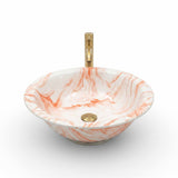 Blush Marble Swirl Ceramic Vessel Sink, Handpainted Bathroom Basin