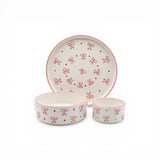 Pink Bow Design Dinnerware Set, Turkish Ceramic Tableware Set, 3 Piece Dining Set