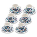 Handmade Porcelain Turkish Coffee Cups, Turkish Coffee Cup with Saucer Sets