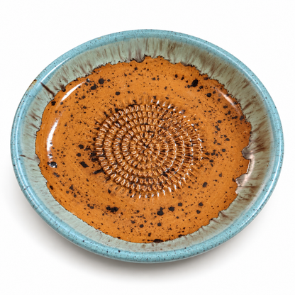 Garlic Grater Bowl, Caramel Ceramic Grater Plate, 7" Ceramic Garlic Grinder, Decorative Grater Bowl