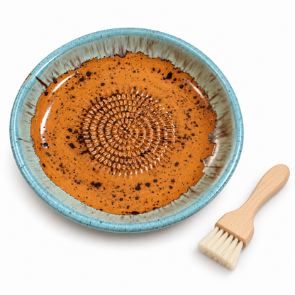 Garlic Grater Bowl, Caramel Ceramic Grater Plate, 7" Ceramic Garlic Grinder, Decorative Grater Bowl