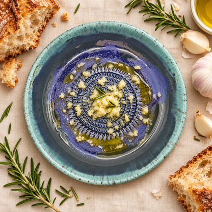 Garlic Grater Bowl, Cosmos Blue Ceramic Grater Plate, 7" Ceramic Garlic Grinder, Decorative Grater Bowl