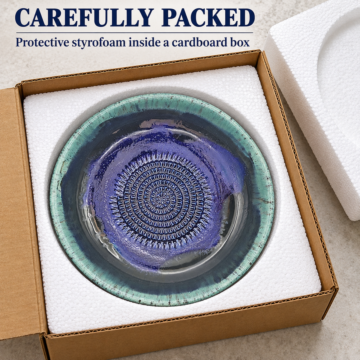 Garlic Grater Bowl, Cosmos Blue Ceramic Grater Plate, 7" Ceramic Garlic Grinder, Decorative Grater Bowl
