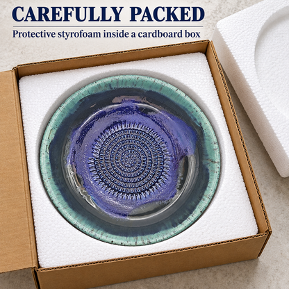 Garlic Grater Bowl, Cosmos Blue Ceramic Grater Plate, 7" Ceramic Garlic Grinder, Decorative Grater Bowl
