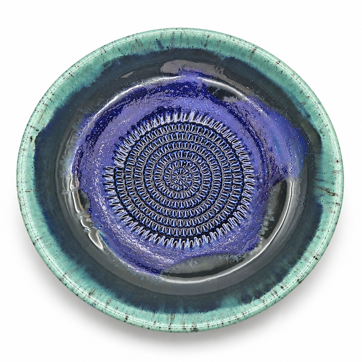 Garlic Grater Bowl, Cosmos Blue Ceramic Grater Plate, 7" Ceramic Garlic Grinder, Decorative Grater Bowl
