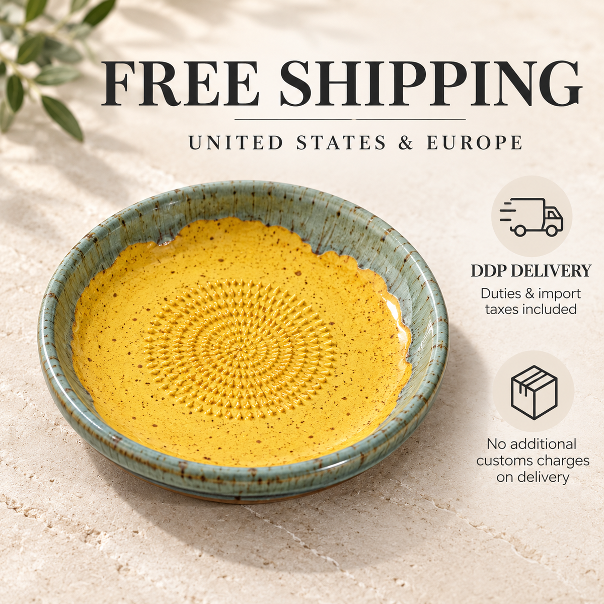 Garlic Grater Bowl, Crater Yellow Ceramic Grater Plate, 7" Ceramic Garlic Grinder, Decorative Grater Bowl
