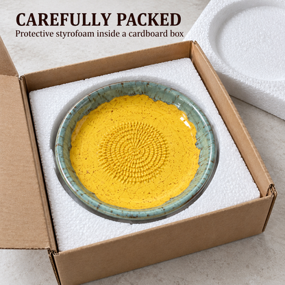 Garlic Grater Bowl, Crater Yellow Ceramic Grater Plate, 7" Ceramic Garlic Grinder, Decorative Grater Bowl
