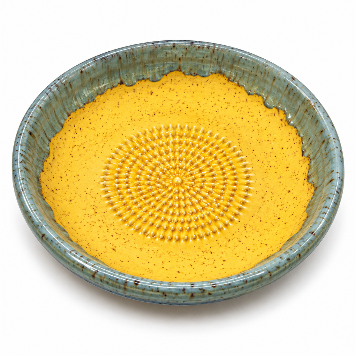 Garlic Grater Bowl, Crater Yellow Ceramic Grater Plate, 7" Ceramic Garlic Grinder, Decorative Grater Bowl